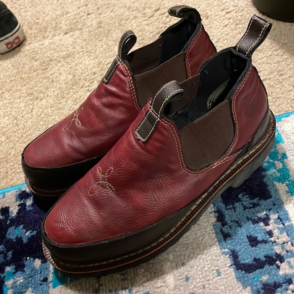 Women's Georgia Giant Boots Burgundy Slip On Work Shoe Size 8.5 Leather GR185 - Picture 1 of 4